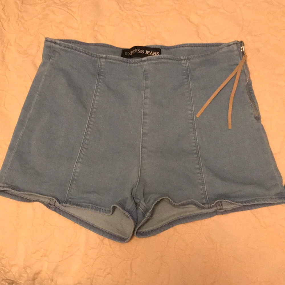 Express zip side blue retro soft shorts